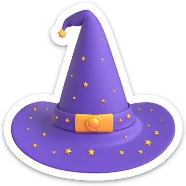 wizard hat with sparkles, 3D emoji style sticker
