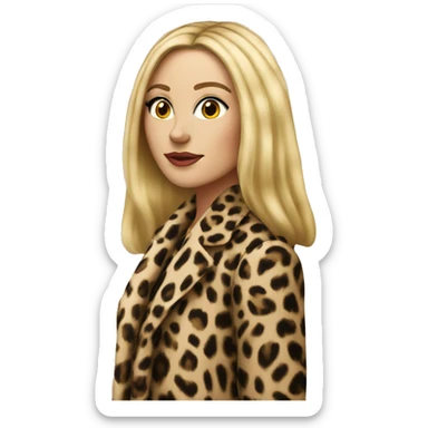 Beautiful blonde mob wife with straight hair with leopard coat  sticker