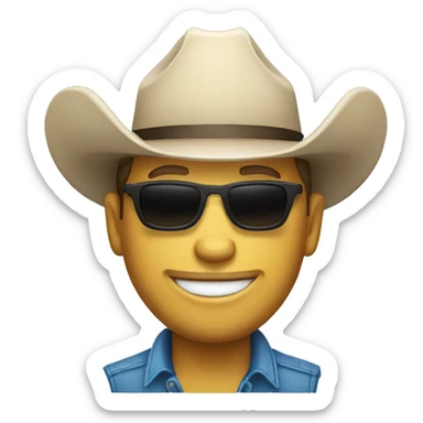 White cowboy with sunglasses smirking   sticker