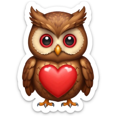 Owl holding several hearts sticker