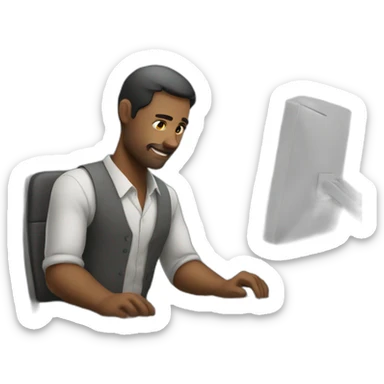 a man working productively sticker