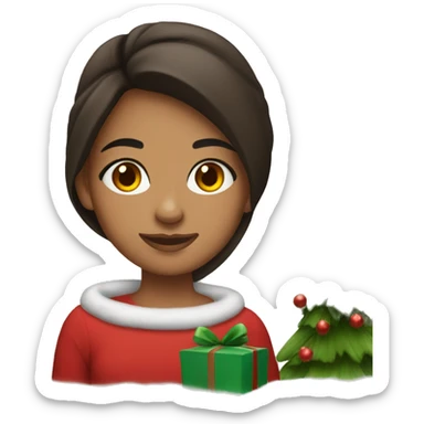 Cozy brunette girl Christmas  sticker