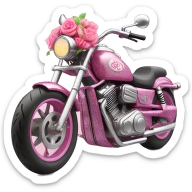 Pink ombre motorcycle with glitter and decorated in flowers  sticker