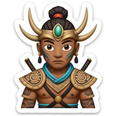 alien mayan ancient samurai with tatooed sticker