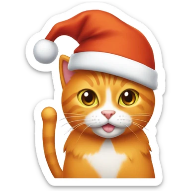 Orange cat in Santa hat sticker