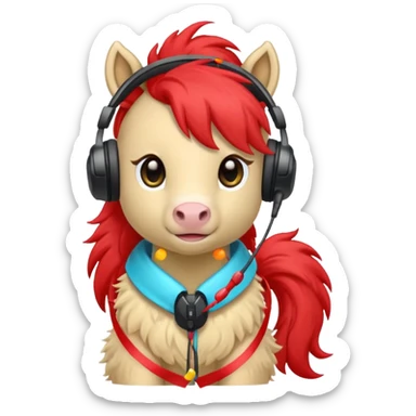 red pony streamer with gaming head set sticker