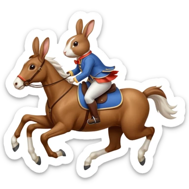 Exciting rabbit galloping on the back of horse sticker