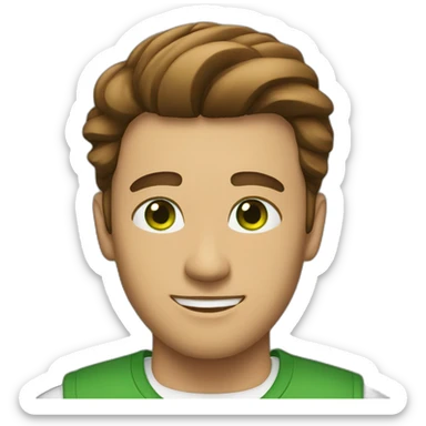 A man with brown slick back and green eyes  sticker