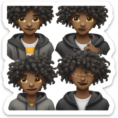 Homem Negro de 18 anos com olhos pretos cabelos pretos e com low fade sticker