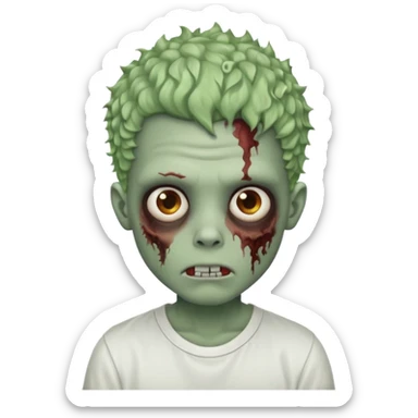 zombie boy with curly fade hair and white shirt emoji sticker