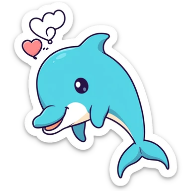 Dolphin blowing kisses from the water sticker