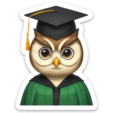 owl professor in green cloak graduation sticker