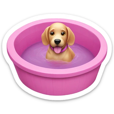 Pink dog in pool sticker