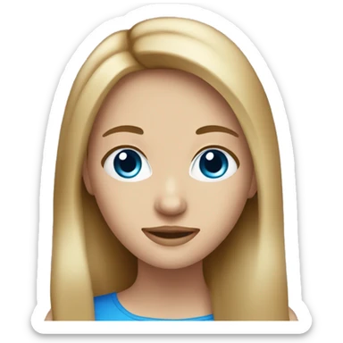 dark blonde with highlights with blue eyes girl holding cheese  sticker