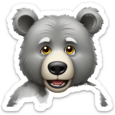realistic-grey-bear-crazy  sticker