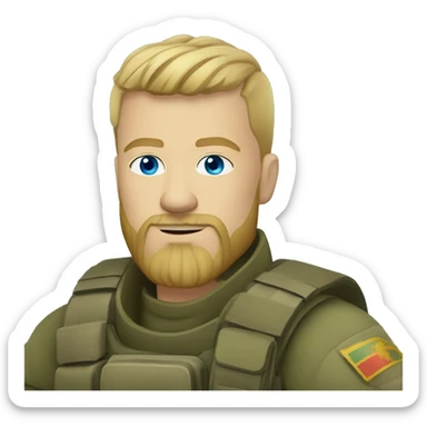 ukrainian military man with blonde with a beard and blue eyes who looks like ragnar lodbrok sticker