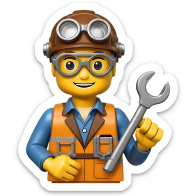 Steampunk Inventor yellow lego toy sticker