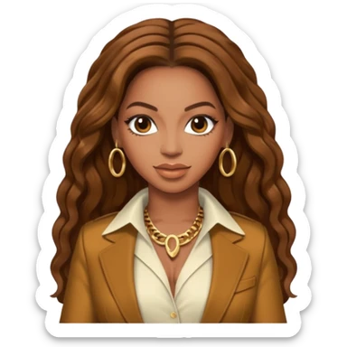 Beyonce with brown long hair sticker