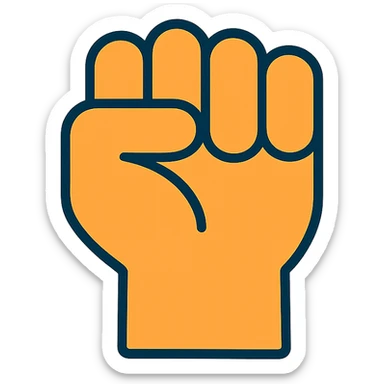 closed fist colorful cartoon style sticker