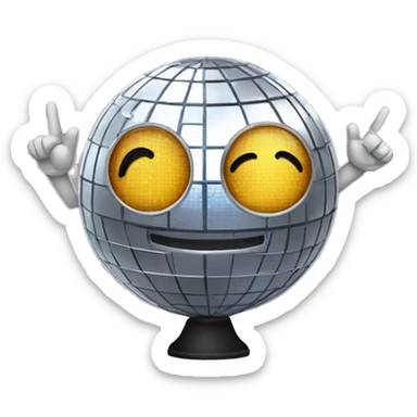 Dancing disco ball holding up peace sign sticker