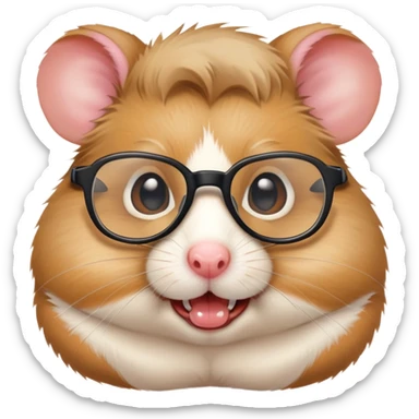 nerd hamster with glasses and buck teeth sticker