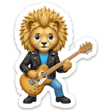 guitar rock baby, lion head sticker