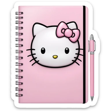 Light pink notebook with a hello kitty in it sticker