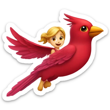 Cute girl flying on cardinal bird sticker