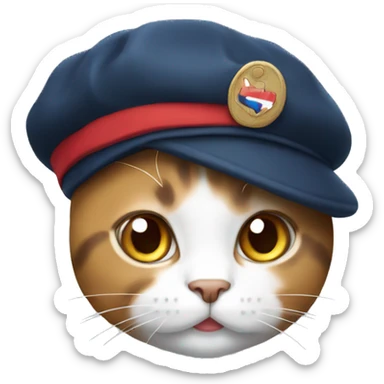 Tricolor cat wearing beret sticker