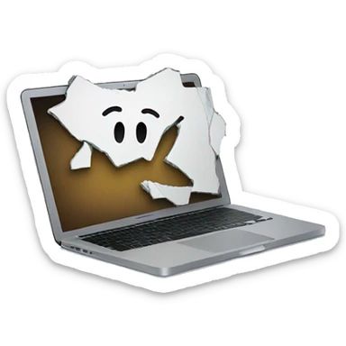 macbook with broken screen sticker