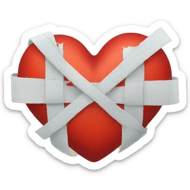 broken red heart with bandages around it sticker