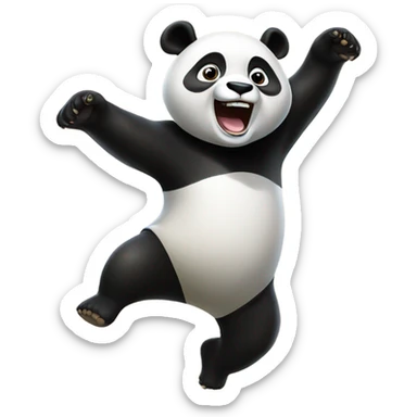 Panda jumping for joy sticker