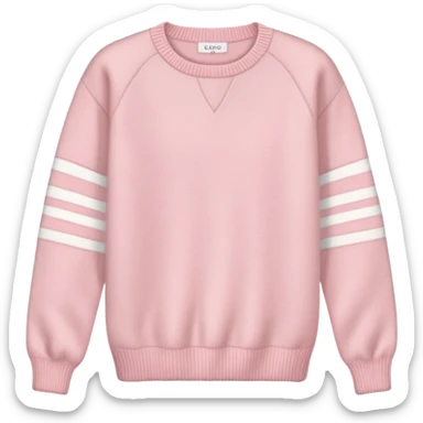 Powder pink cozy cashmere pullover with white stripe sticker