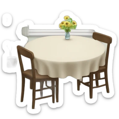 table and table cloth plus one chair sticker