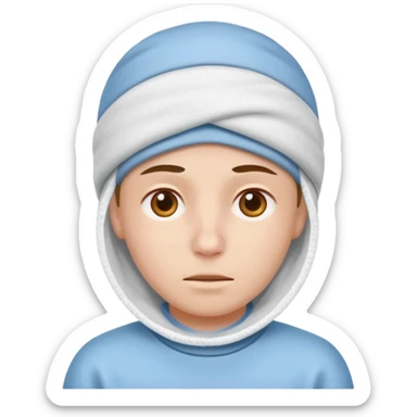 A person with headaches and a cold pad on the head sticker