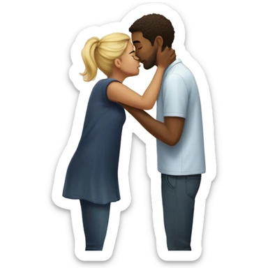 short girl and tall guy kissing sticker