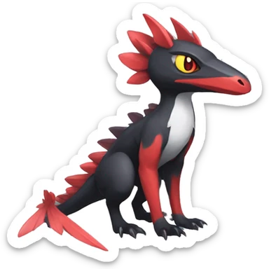 Cute cool black red nargacuga animal hybrid Fakemon full body sticker
