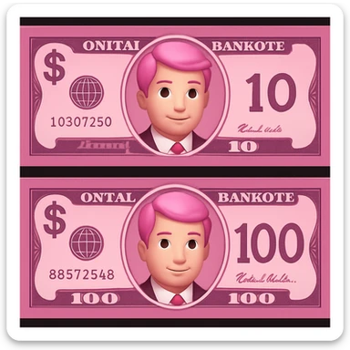 pink money emoji with a dollar sign sticker