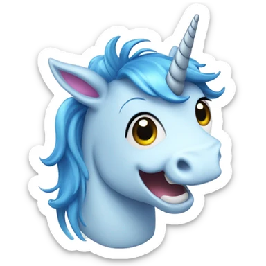excited blue unicorn sticker