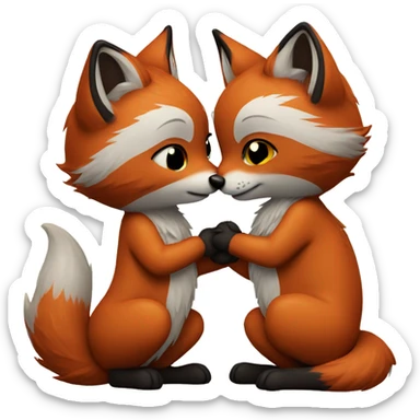 Two foxes kissing sticker