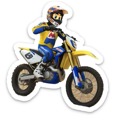 Mario sur une moto Yamaha 125yz sticker