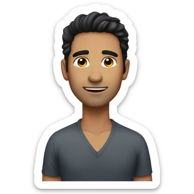 Handsome guy with dark hair and neck beauty mark sticker