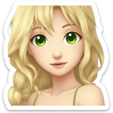 Anime girl cute blond green eyes sticker