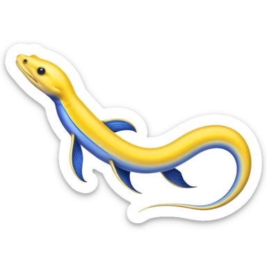 long ribbon eel, blue anbd yellow sticker