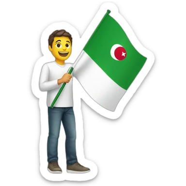 guy waving a flag of Algeria sticker