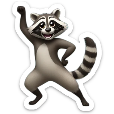 A dancing raccoon sticker