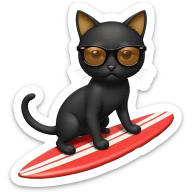 a bad kitty on the waves. make the cat look devlishish with a pair of black ray bans wayfers on. surfing  sticker