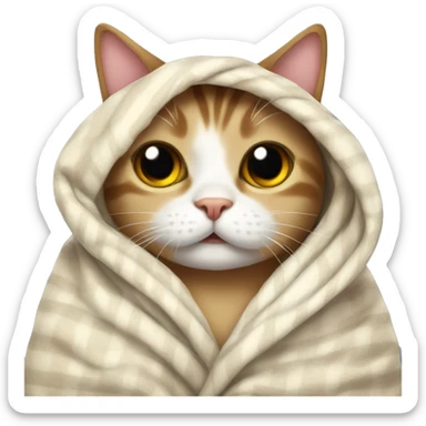 Cat in a blanket sticker