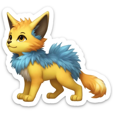 Anthro-Edgy-Cool-Blue-Yellow-Beige-Orange-Contrast-Colors-Fantasy-Fur-Sona-Chibi-Shiny-Fakémon-Hybrid full body sticker