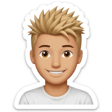 young man smiling with a slightly spiky hairstyle sticker